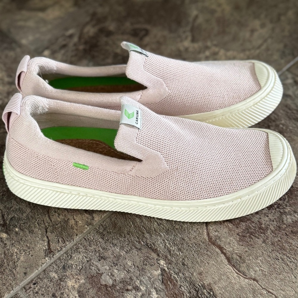 Cariuma Knit Slip On Sneakers Pink Women Size 10‎ US 41 EU Cork Insole EUC Flats